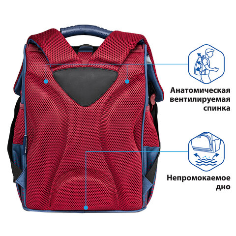 Ранец ПИФАГОР BASIC, с эргономичной спинкой, «Champion», 35×28х18 см