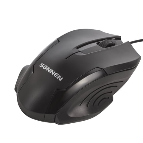 Мышь проводная SONNEN М-713, USB, 1000 dpi, 2 кнопки + колесо-кнопка, оптическая, черная