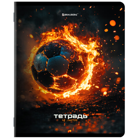 Тетради ДЭК А5 48 л. КОМПЛЕКТ 5 шт. BRAUBERG, скоба, клетка, глянцевый лак, «SPORTS»