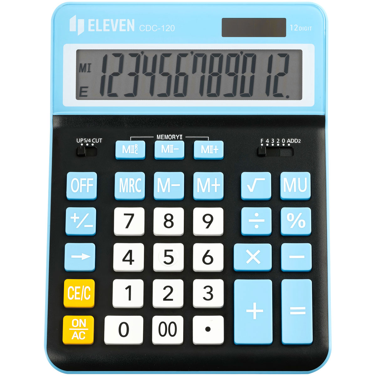 Калькулятор настольный Eleven CDC-120-BK/CY, 12 разрядов, двойное питание, 155×206×38мм, черный/синий
