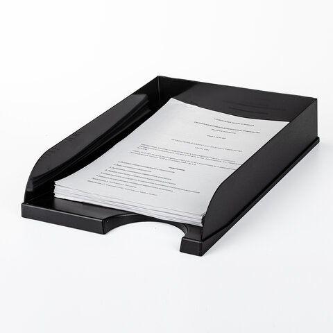 Лоток горизонтальный для бумаг BRAUBERG Standard, 350×253х65 мм, черный, 237947