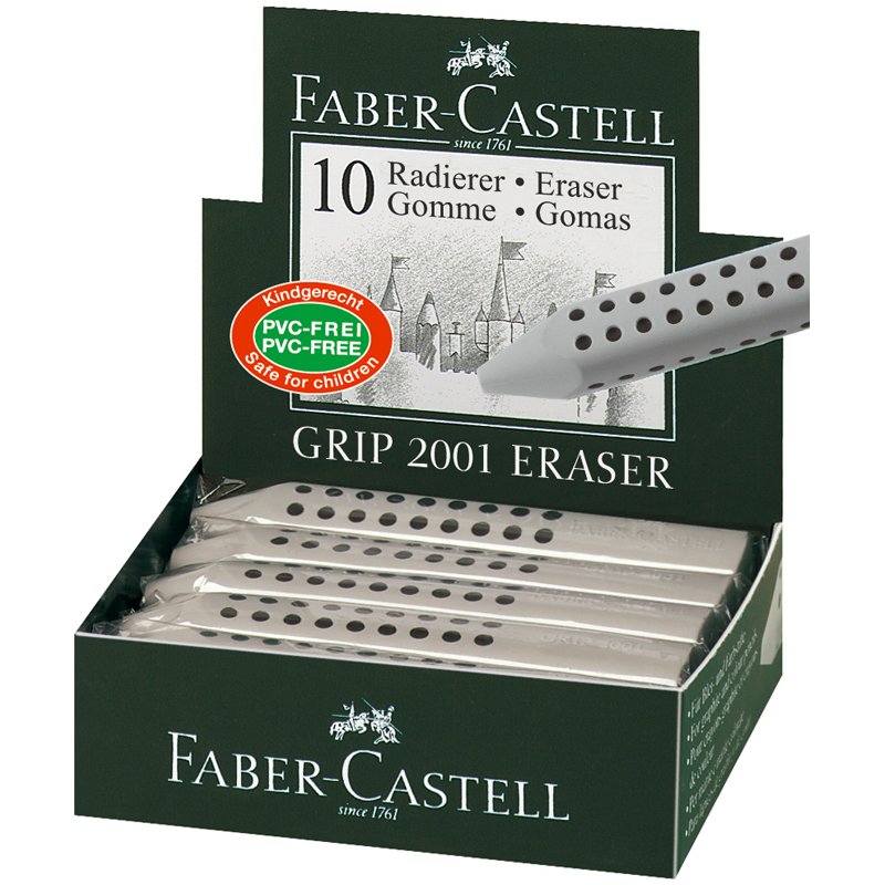 Ластик Faber-Castell «Grip 2001», трехгранный, 90×15×15мм, серый