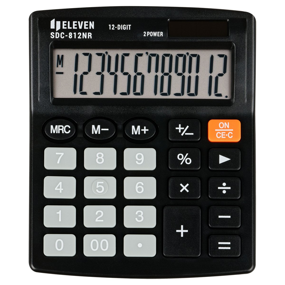 Калькулятор настольный Eleven SDC-812NR, 12 разрядов, двойное питание, 127×105×21мм, черный