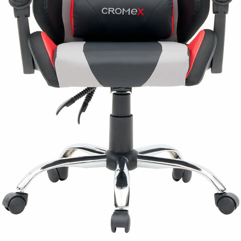 Кресло компьютерное CROMEX «Quantum GM-155 RGB», подсветка, две подушки, экокожа, черное/красное/серое