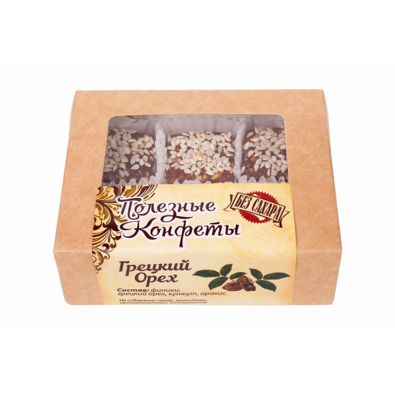 превью Конфеты полезные Грецкий орех (без сахара), 100гр ко-гре-100