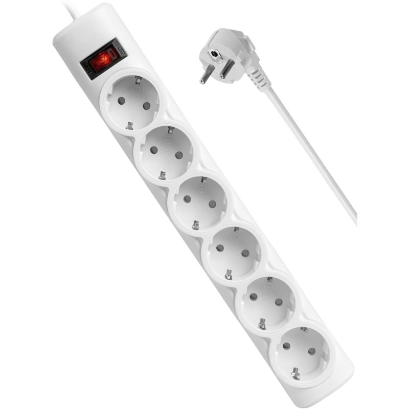 Сетевой фильтр Defender DFS 155 5 м, белый, 6 розеток(99493)