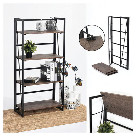 Стеллаж на металлокаркасе «BRABIX LOFT SH-001»600×300х1250 ммскладнойцвет морёный дуб641228
