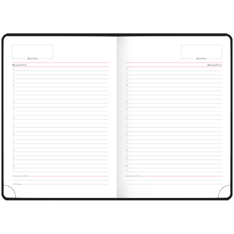 Ежедневник недатир. A5, 136л., кожзам, OfficeSpace «Nebraska», бордовый