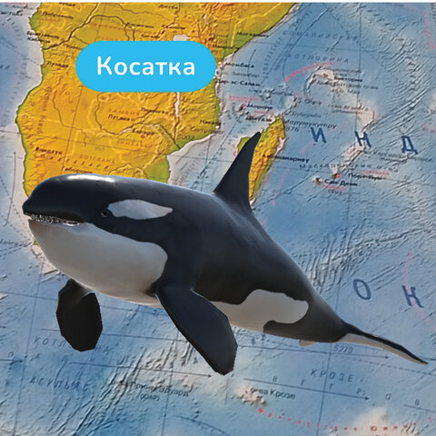Карта мира физическая 199×134 см, 1:15.5М, с ламинацией, интерактивная, в тубусе, BRAUBERG