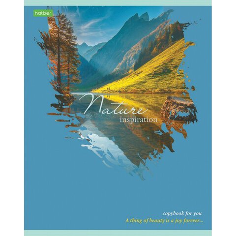 Тетрадь А5, 80 л., HATBER-ECO, скоба, клетка, обложка картон, «Nature»