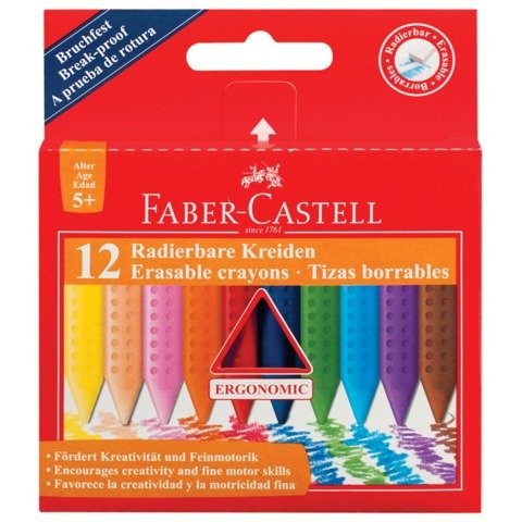 Мелки пластиковые FABER-CASTELL «Grip», 12 цветов, трехгранные, картонная упаковка, подвес