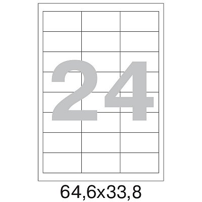 Этикетки самоклеящиеся Office Label белые 64.6×33.8 мм (24 штуки на листе А4, 100 листов в упаковке)