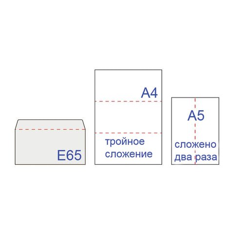 Конверты E65 (110×220 мм), правое окно, отрывная полоса, белые, КОМПЛЕКТ 1000 шт., внутренняя запечатка