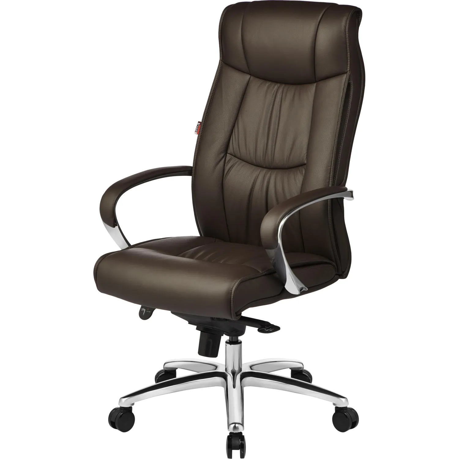 Кресло для руководителя Комус Мебель (Easy Chair) 534 коричневое (натуральная кожа с компаньоном, металл хромированный)