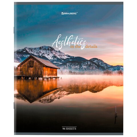 Тетрадь А5, 96 л., BRAUBERG, скоба, клетка, глянцевая ламинация, «Nature»