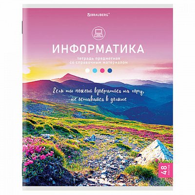 Тетрадь предметная «КЛАССИКА NATURE» 48 л., обложка картон, ИНФОРМАТИКА, клетка, BRAUBERG