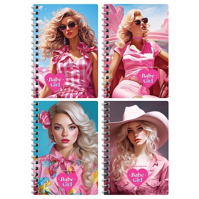 Записная книжка А6, 80л. на гребне BG «Pink girls»