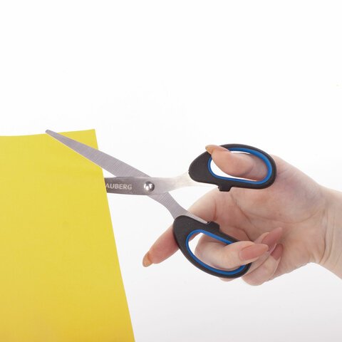 Ножницы BRAUBERG «Classic+», 160 мм, классической формы, резиновые вставки, черно-синие