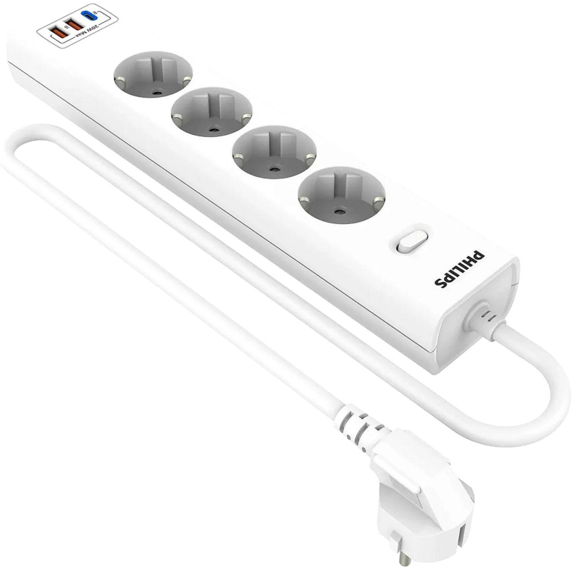 превью Сетевой фильтр Philips CHP4346WB/51 4р/3м с USB, 10А, белый