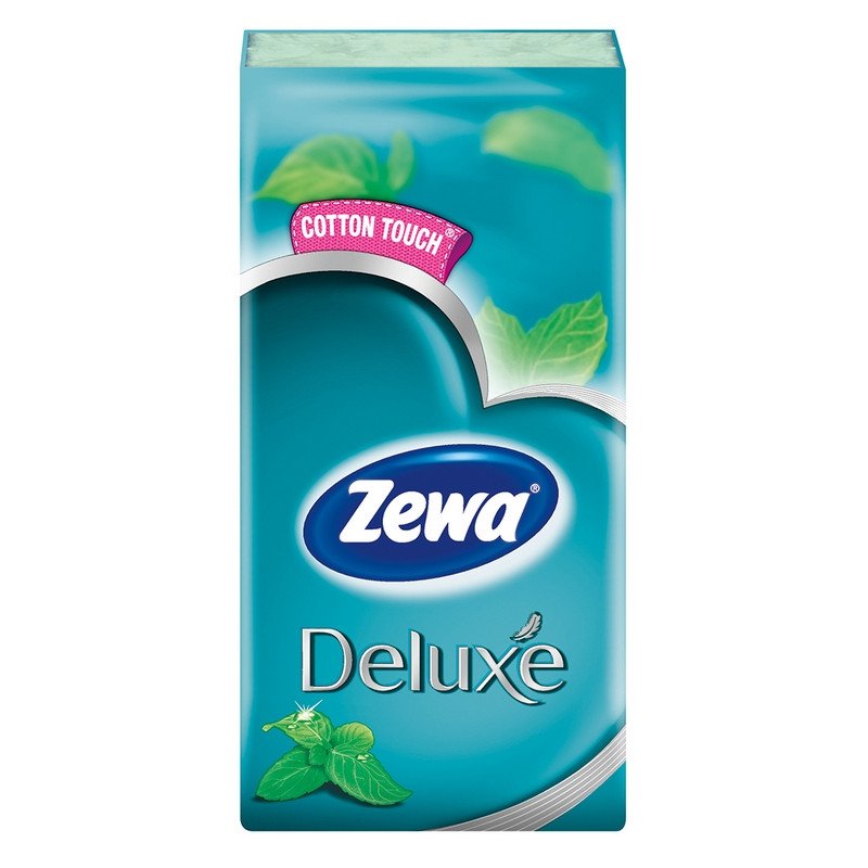 Платки носовые Zewa Deluxe Ментол 3-слойные белые (10 штук в упаковке)