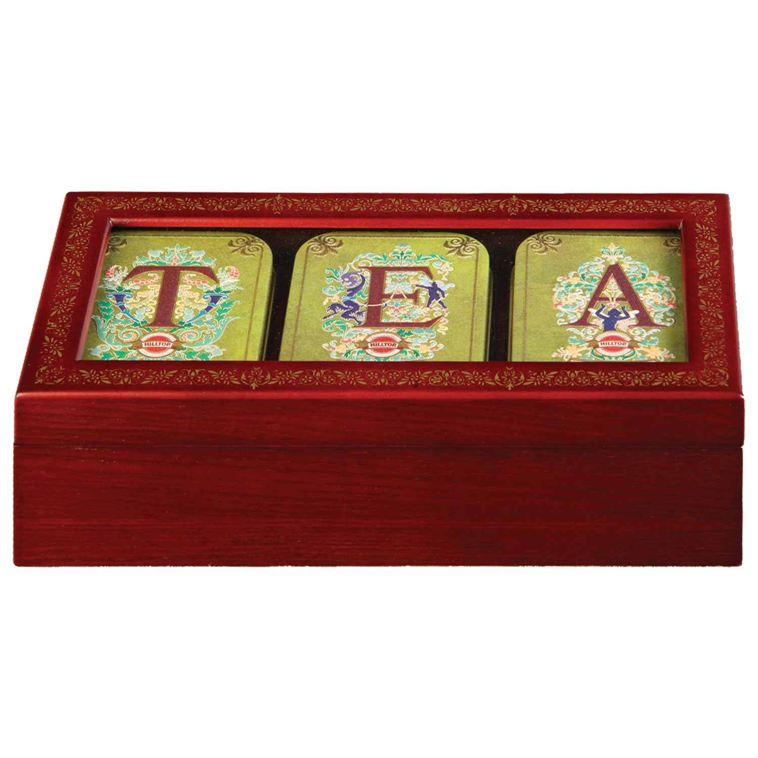 Чай HILLTOP «Tea», 3 чайницы с коллекцией листового чая в деревянной шкатулке, 150 г