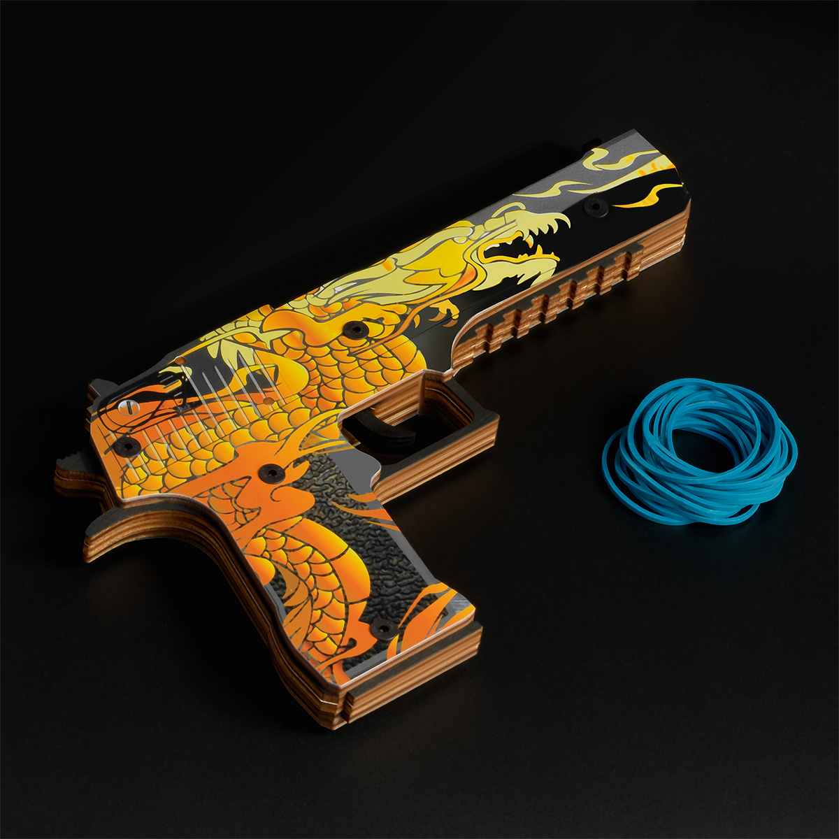Пистолет деревянный ТРИ СОВЫ Desert Eagle, «Якудза», подложка ХДФ с европодвесом, термоусадка