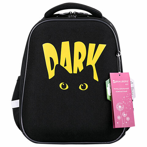 Ранец BRAUBERG FIT, 2 отделения, «Dark cat», 38×27х14 см