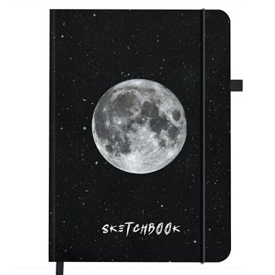 Скетчбук, слоновая кость 140 г/м2, 130×210 мм, 80 л., софт-тач, резинка, BRAUBERG ART CLASSIC, «Вселенная»