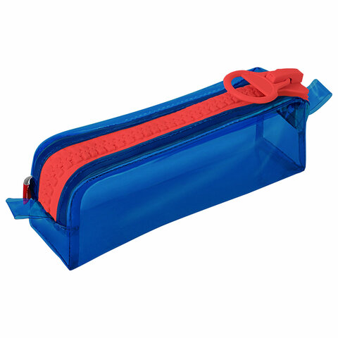 Пенал BRAUBERG с объемной «тракторной» молнией, 1 отделение, ПВХ, 22×8х6.5 см, «Contrast blue»
