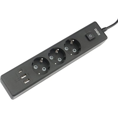 Удлинитель Power Cube, 3р с/з вык.,3USB, 3500 Вт, 16А,1.9 м, 3×1.0 (черный)