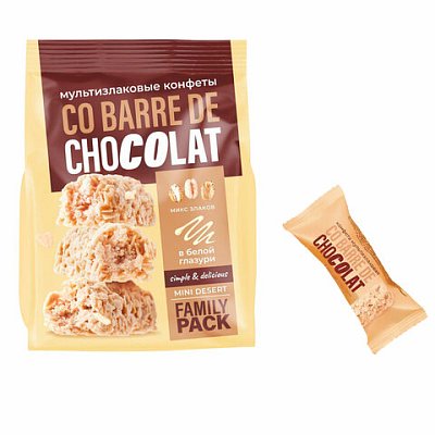 Конфеты мультизлаковые CO BARRE DE CHOKOLAT с белой глазурью, 135 г