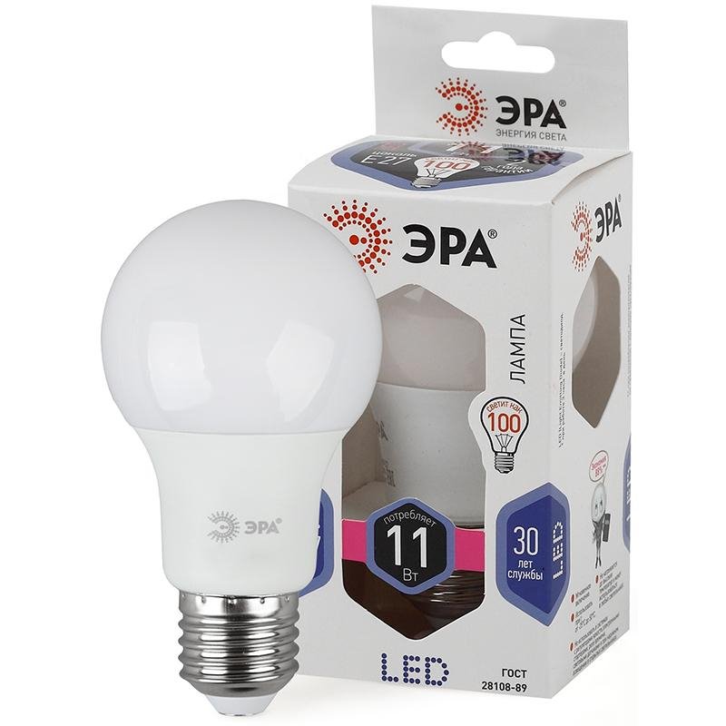Лампа светодиодная ЭРА LED 11 Вт E27 грушевидная 6000 К дневной белый свет