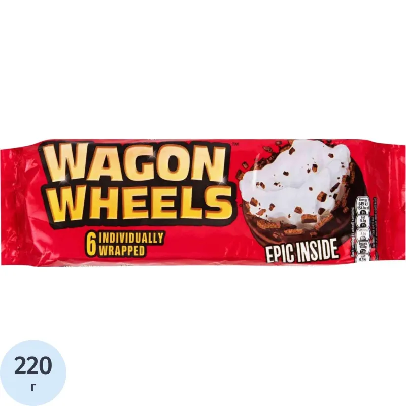 превью Печенье Wagon Wheels Original бисквитное с суфле, 220г