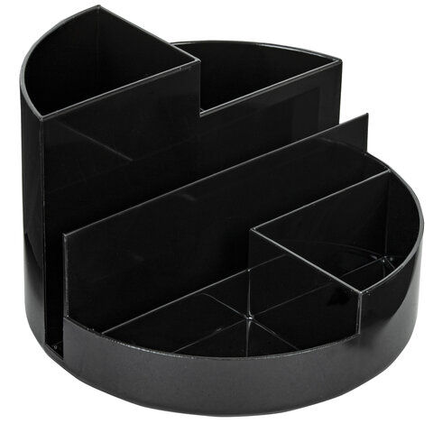 Подставка-органайзер BRAUBERG ROUND, 6 отделений, 130×130х90 мм, черная, 238100