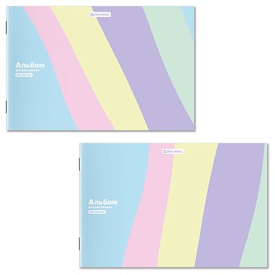 Альбом для рисования А4 40 л., скоба, обложка картон, BRAUBERG, 203×288 мм, кросс-серия PASTEL