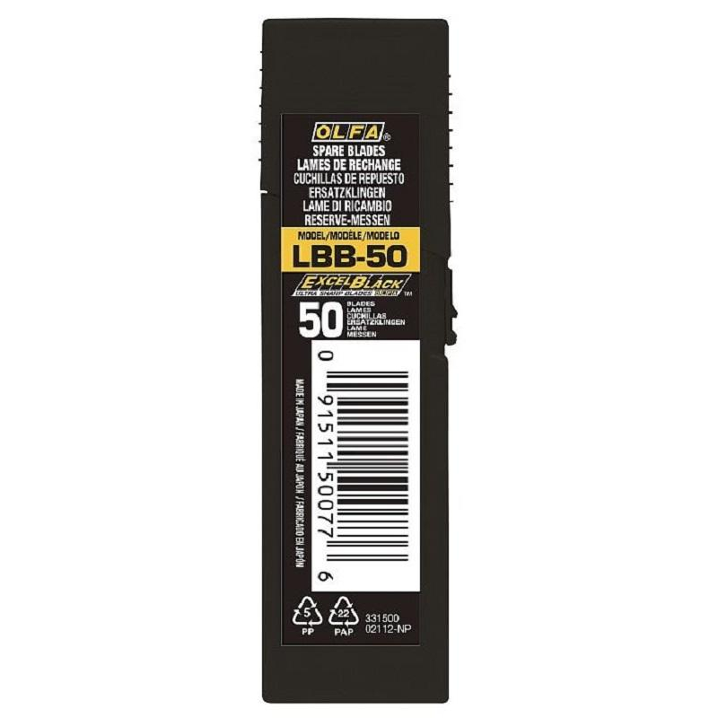 Лезвие OLFA EXCEL BLACK сегментир. 18 мм, 8 сегментов, 50 шт/уп (OL-LBB-50)