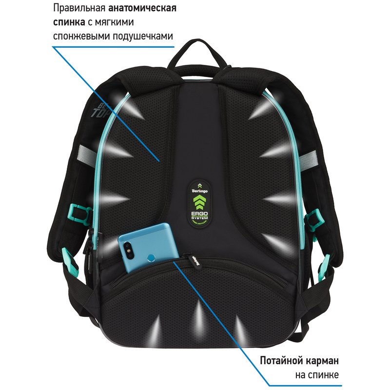 Ранец Berlingo Expert Mini «Top» 36×27×14см, 2 отделения, 2 кармана, анатомическая спинка, мешок для обуви