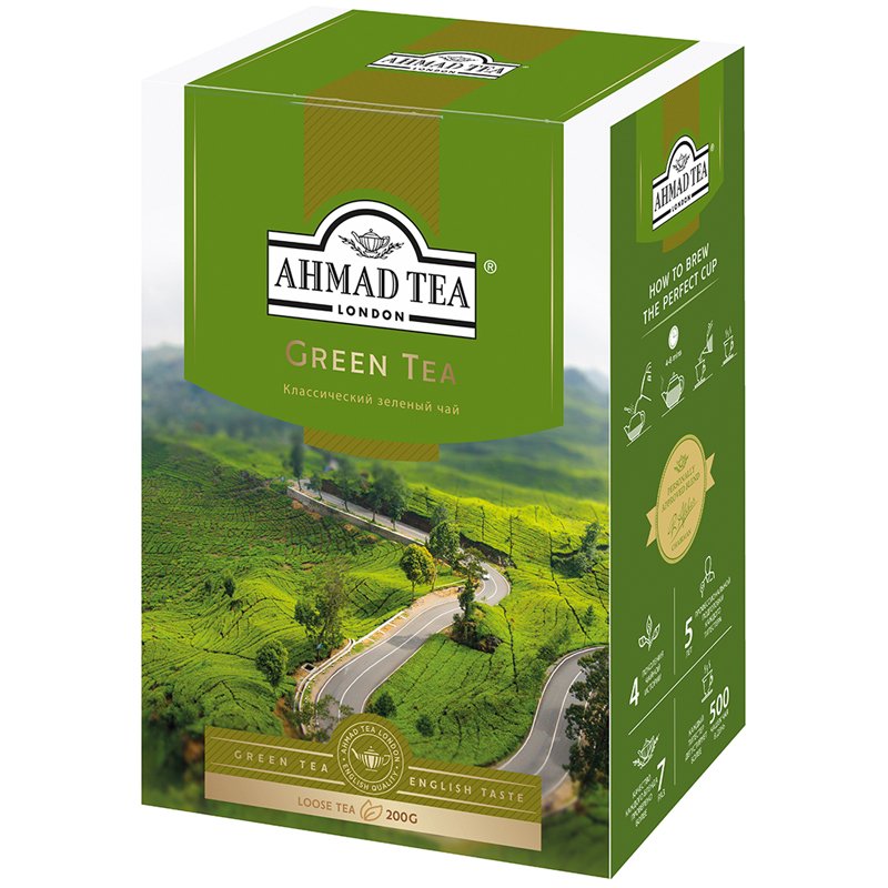 Чай Ahmad Green Tea,лист,зелен.200г.картон/кор