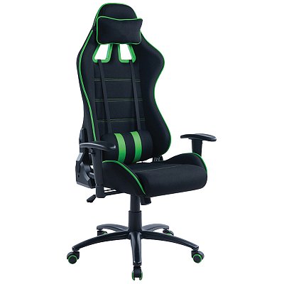 Кресло игровое Helmi HL-G08 «Target», ткань черная/зеленая, 2 подушки
