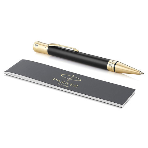 Ручка шариковая PARKER «Duofold Classic Black GT», корпус черный, позолоченные детали, черная