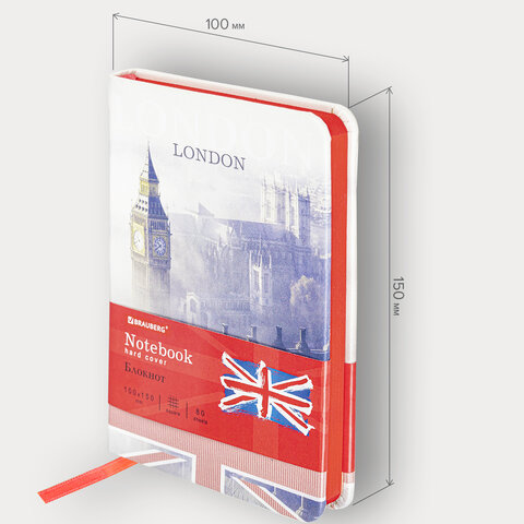 Блокнот МАЛЫЙ ФОРМАТ (100×150 мм) А6, BRAUBERG VISTA «London», под кожу, твердый, 80 л. 