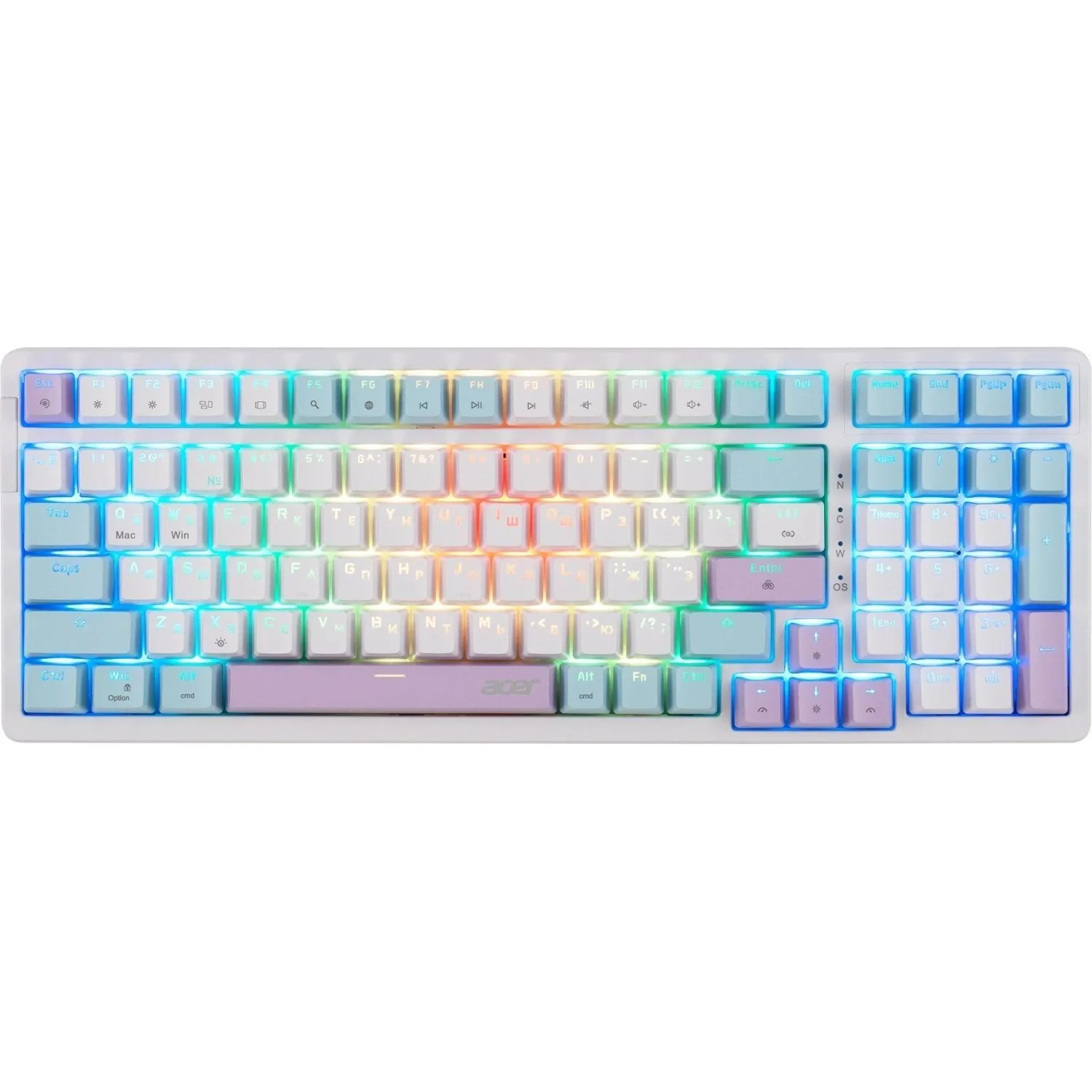 превью Клавиатура Acer OKW304 механич. USB Multimedia/gamer/LED (ZL. KBDCC.01V)бел