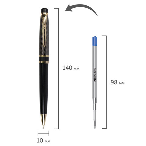 Ручка подарочная шариковая BRAUBERG Sonata, СИНЯЯ, корпус золотистый с черным, линия письма 0.5 мм