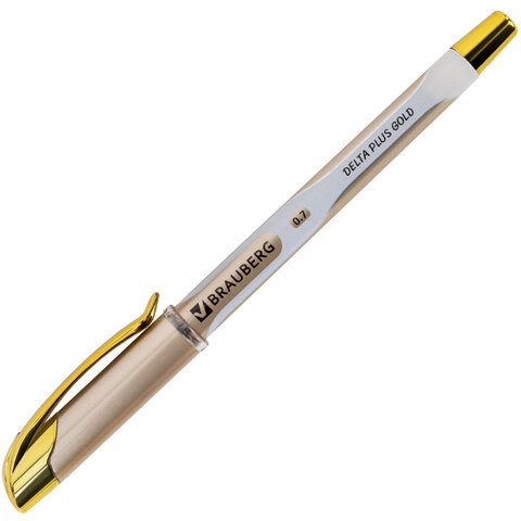 Ручка шариковая масляная с грипом BRAUBERG «Delta Plus Gold», СИНЯЯ, пишущий узел 0.7 мм, линия письма 0.35 мм