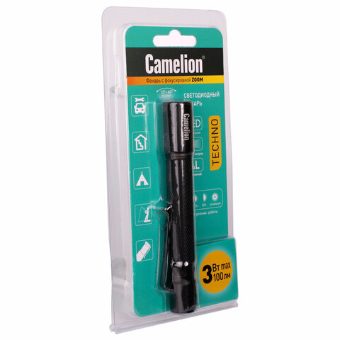 Фонарь CAMELION XP-E, ЯРКИЙ, ZOOM, 3 режима, питание 2хААА (не в комплекте)