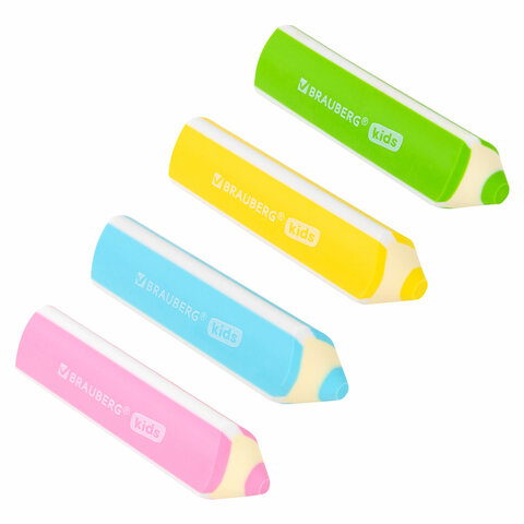 Ластики фигурные BRAUBERG KIDS «Карандашики», НАБОР 4 ШТУКИ, пакет