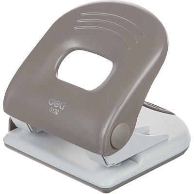 Дырокол Deli PRO E0120, макс. :40 л, металл, 2 отверстия, с линейкой, серый