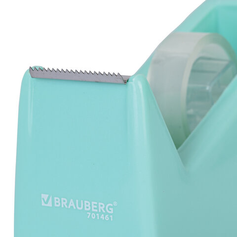 Диспенсер для клейкой ленты шириной до 26 мм, МЯТНЫЙ (лента в подарок! ), утяжеленный большой, BRAUBERG