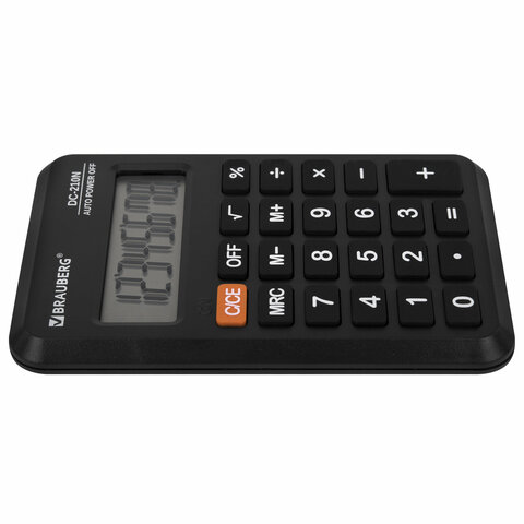 Калькулятор карманный BRAUBERG DC-210N (63×98 мм)8 разрядовчерный272953