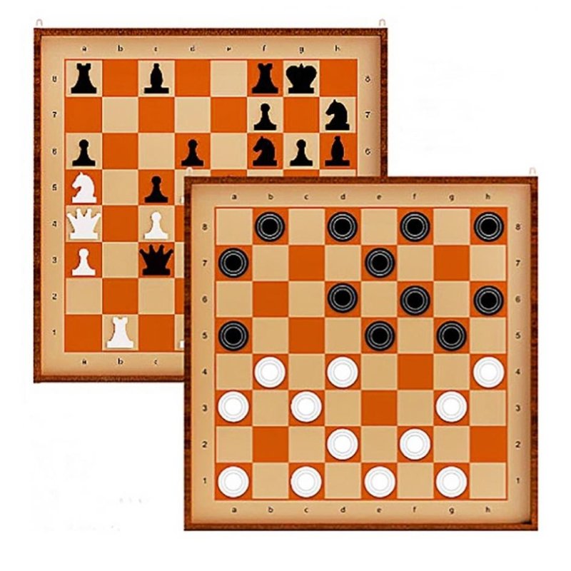 Игра Шахматы и шашки магн. демонстрац. доска 73×73x3.5см, фигуры в наб 03903